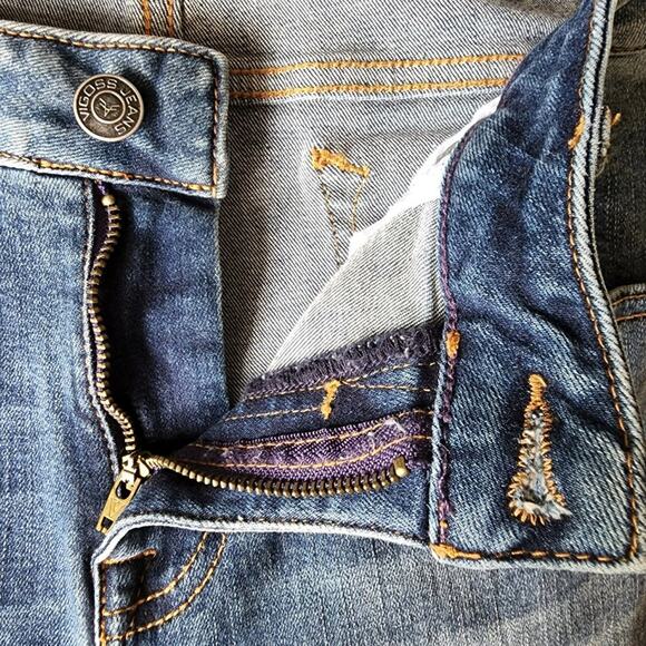 Vigoss Skinny Jeans Women 30X27 Jagger Striped Fray Hem High Rise Stretch Denim - Picture 8 of 14